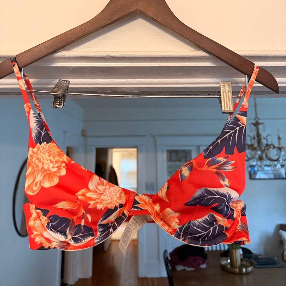 ASOS Red and Blue Floral Bikini Top